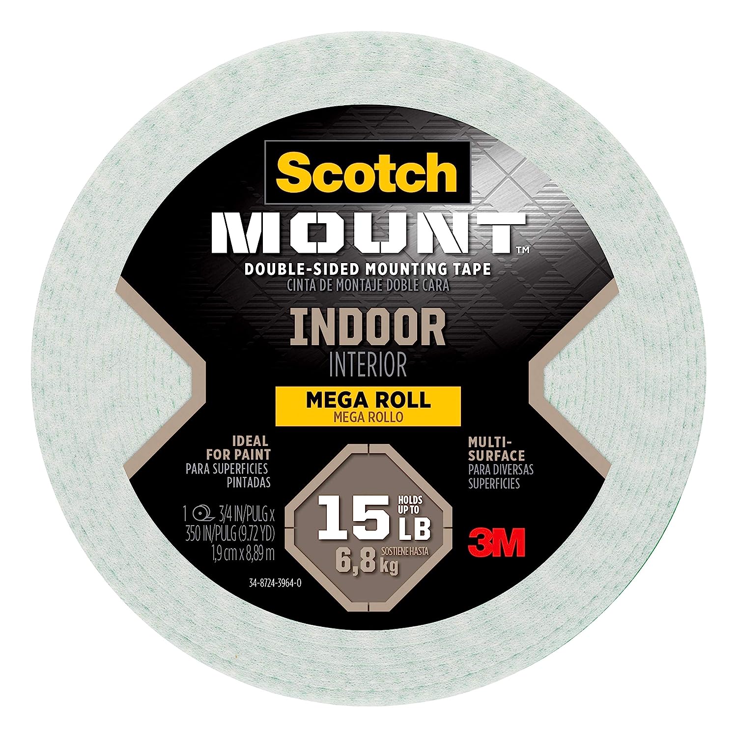 Scotch Indoor Mounting Tape, 0.75-in x 350-in, White, Holds up to 10 lbs, 2-Rolls, ships in e-ecommerce packaging - Image 1